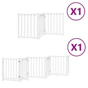 vidaXL hundel&aring;ge med d&oslash;r 9 paneler 450 cm foldbar poppeltr&aelig; hvid