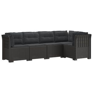 vidaXL 5-personers Havem&oslash;bel Sofa med Hynder Rattan Look PP Lysegr&aring;