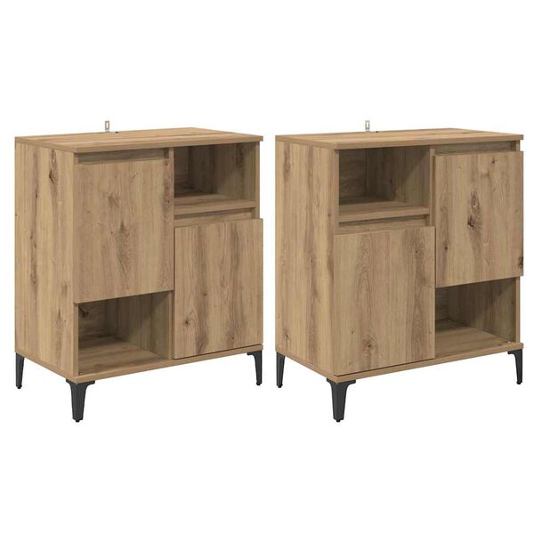 vidaXL Sideboards 2 pcs Artisan Egetr&aelig; 60 x 35 x 70 cm Konstrueret tr&aelig;