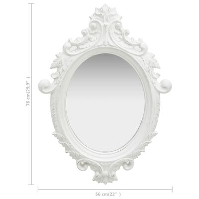 vidaXL vægspejl slotstil 56x76 cm hvid