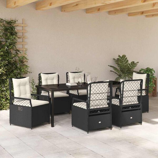 vidaXL Have Spisebordss&aelig;t 7 pcs Sort polyrattan