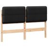 vidaXL Polstret sengegavl Brun og sort 135 cm Massiv fyrretr&aelig;