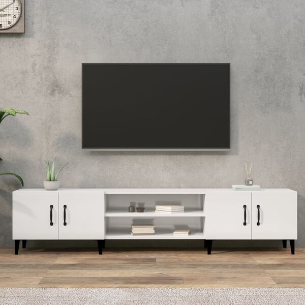 vidaXL tv-bord 180x31,5x40 cm konstrueret tr&aelig; hvid h&oslash;jglans