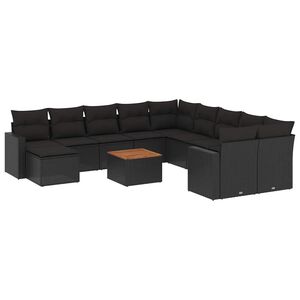 vidaXL sofas&aelig;t til haven 12 dele med hynder polyrattan sort