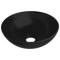 vidaXL keramisk håndvask til badeværelse rund mat sort