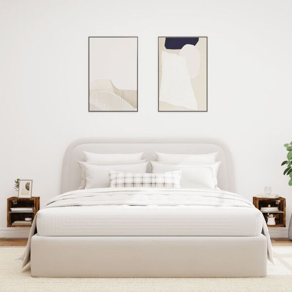 vidaXL v&aelig;gh&aelig;ngte tv-borde 2 stk. med LED-lys 30x28,5x30 cm r&oslash;get eg