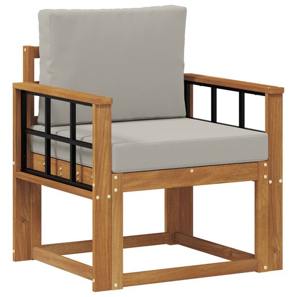 vidaXL Udend&oslash;rs sofa Soli Akacietr&aelig; og polyester Naturlig og lys gr&aring;