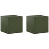 vidaXL Planteholder 2 pcs Olivengr&oslash;n 40 x 40 x 40 cm St&aring;l