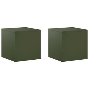 vidaXL Planteholder 2 pcs Olivengr&oslash;n 40 x 40 x 40 cm St&aring;l