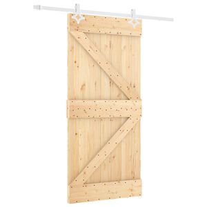 vidaXL Skyded&oslash;r 90 x 210 cm Massivt fyrretr&aelig; Natur og hvid