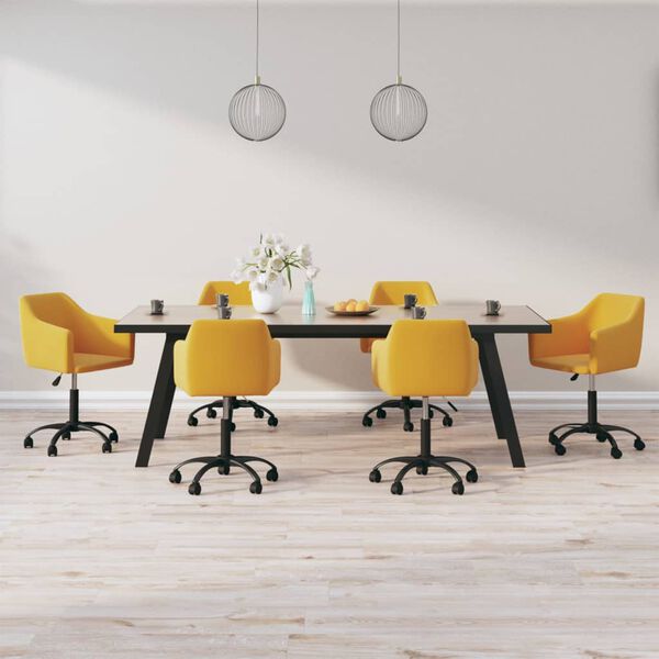 vidaXL drejelige spisebordsstole 6 stk. fl&oslash;jl gul