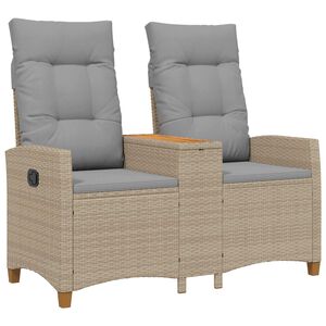 vidaXL Reclining Bench med Bord 2 -Seater 126 x 65 x 112 cm polyrattan