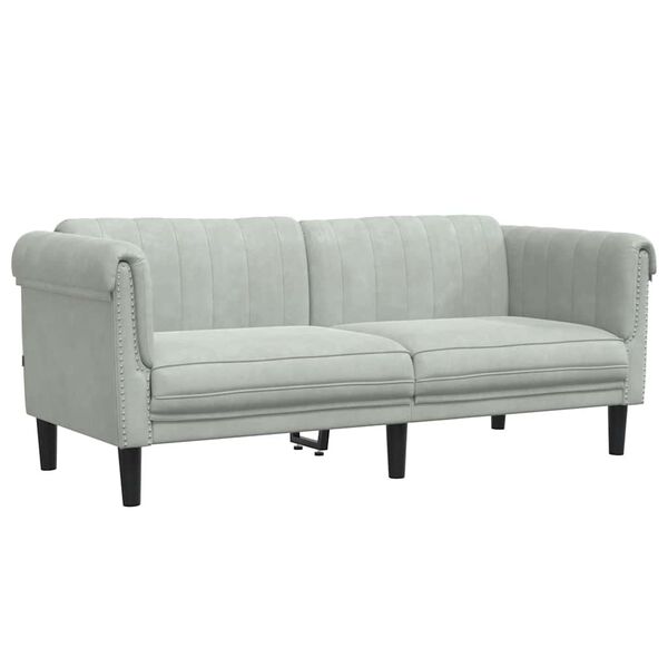 vidaXL 2-personers sofa velour lysegr&aring;
