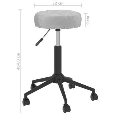 vidaXL arbejdsstol med hjul fløjl grå