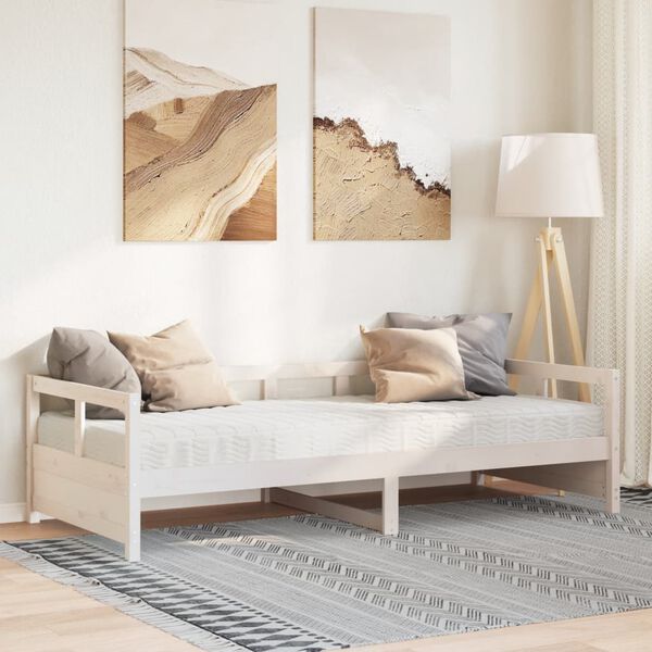 vidaXL daybed med madras 80x200 cm massivt fyrretr&aelig; hvid