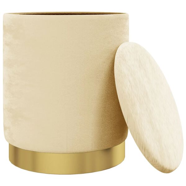 vidaXL rund puf fløjl 31 x 37 cm abrikosfarvet