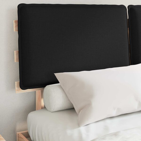 vidaXL Sengestel med Polstret Hovedgavl Sort 135 x 190 cm
