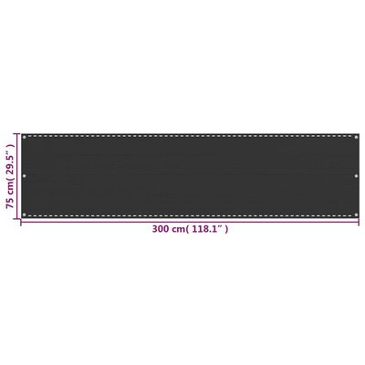 vidaXL altanafskærmning 75x300 cm HDPE antracitgrå