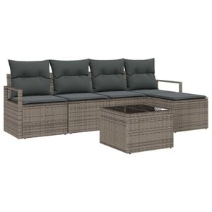 vidaXL Sofa S&aelig;t med pude med opbevaring 6 pcs Lysegr&aring; polyrattan