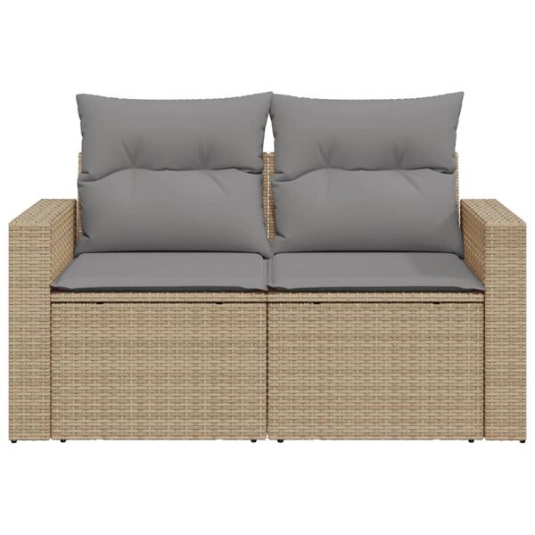 vidaXL 2-personers havesofa med hynder polyrattan beige
