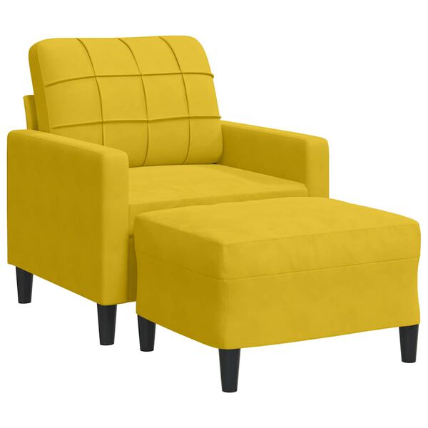 vidaXL sofastol med fodskammel 60 cm velour gul