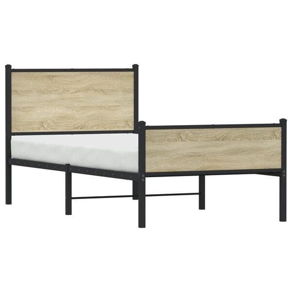 vidaXL sengeramme uden madras 100x200 cm metal sonoma-eg
