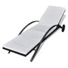 vidaXL liggestol med hynde & hjul polyrattan sort