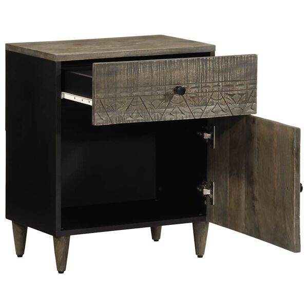 vidaXL sengebord 50x33x60 cm massivt mangotr&aelig; lysegr&aring;