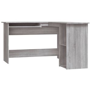 vidaXL hj&oslash;rneskrivebord 120x140x75 cm konstrueret tr&aelig; gr&aring; sonoma-eg