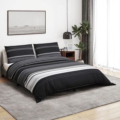vidaXL sengetøj 155x220 cm bomuld sort og hvid