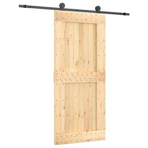 vidaXL Skyded&oslash;r Naturfarvet og sort 90 x 210 cm Massivt Fyrretr&aelig;