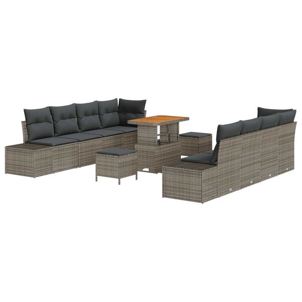 vidaXL Havesofa S&aelig;t med pude med opbevaring 11 pcs Lysegr&aring; og m&oslash;rkegr&aring;