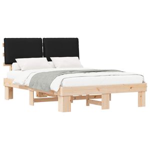 vidaXL Sengestel med Polstret Hovedgavl Sort 160 x 200 cm