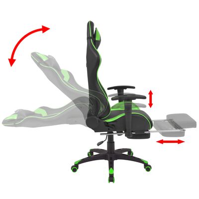 vidaXL kontorstol i racerdesign med lænefunktion og fodstøtte grøn