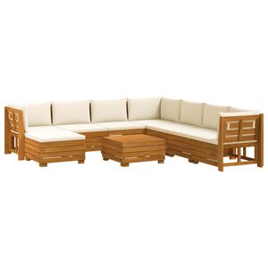 vidaXL Udend&oslash;rs sofagruppe med pude 9 Stk Brun Massivt Akacietr&aelig;