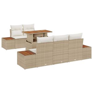 vidaXL Havesofa S&aelig;t med opbevaring 6 pcs Beige Poly rattan