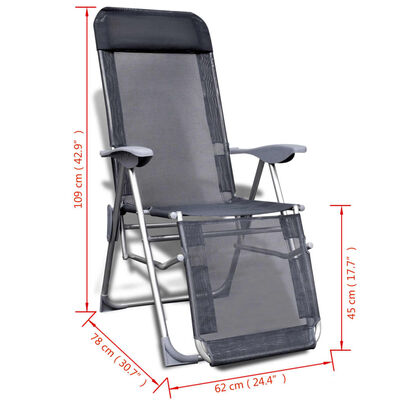 vidaXL foldbare havestole 2 stk. aluminium og textilene grå