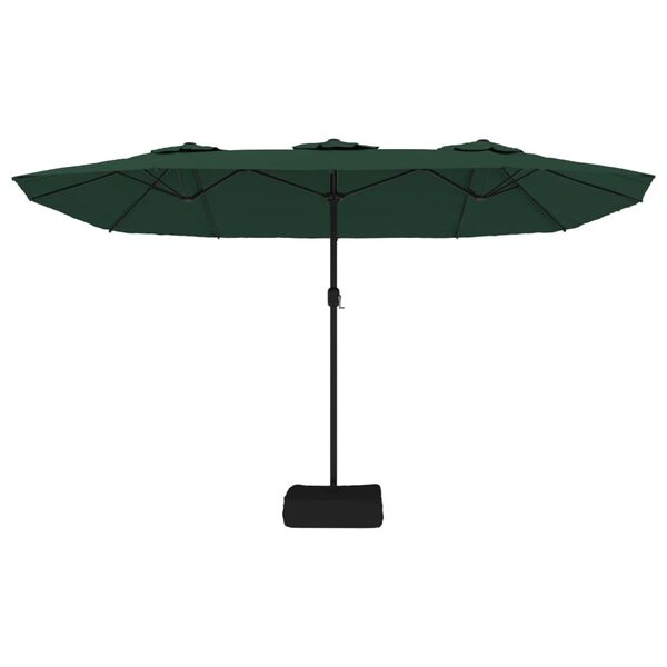 vidaXL parasol m. dobbelt parasoldug 449x265 cm grøn