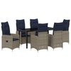 vidaXL Have Spisebordss&aelig;t med pude 7 pcs Sort polyrattan