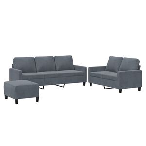 vidaXL sofas&aelig;t 3 dele med hynder velour m&oslash;rkegr&aring;