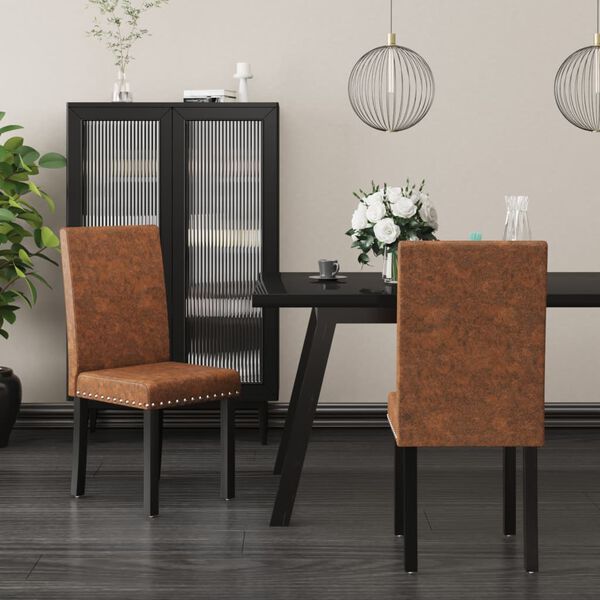 vidaXL spisebordsstole 2 stk. stof brun