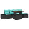 vidaXL Havesofa S&aelig;t 6 stk. Sort polyrattan