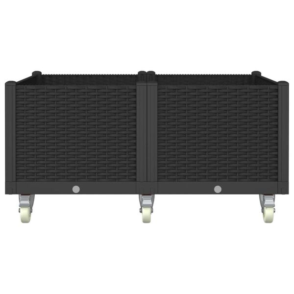vidaXL plantekasse med hjul 100x80x54 cm PP sort