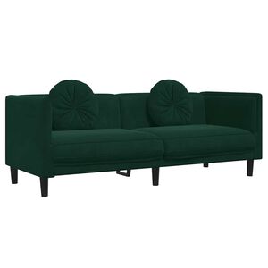 vidaXL 3-personers sofa med hynder velour m&oslash;rkegr&oslash;n
