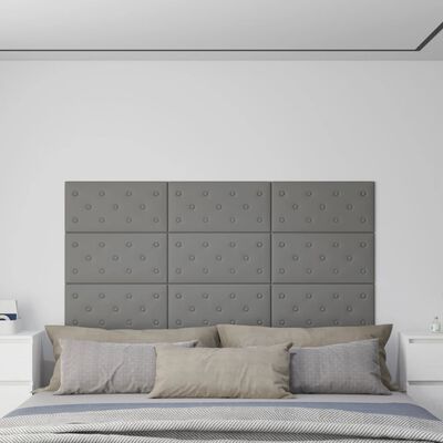 vidaXL vægpaneler 12 stk. 60x30 cm 2,16 m² kunstlæder grå