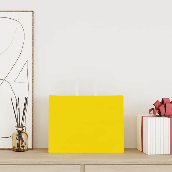 vidaXL papirposer 50 stk. med h&aring;ndtag 32x17x25 cm gul