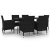 vidaXL spisebordss&aelig;t til haven 7 dele med hynder polyrattan og glas