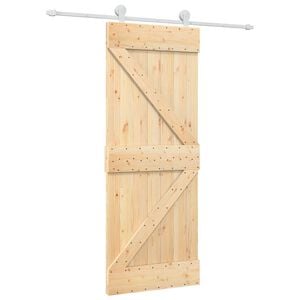 vidaXL Skyded&oslash;r 80 x 210 cm Massivt fyrretr&aelig; Natur og hvid