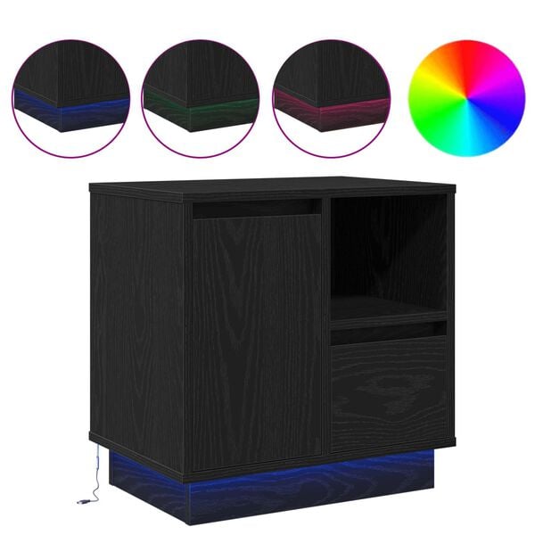 vidaXL Natskab med skuffe Sort eg 50 x 34,5 x 50 cm. Konstrueret tr&aelig;