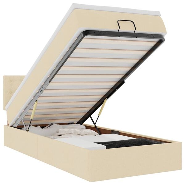 vidaXL osmannisk sengeramme med madras 90x190 cm stof cremefarvet